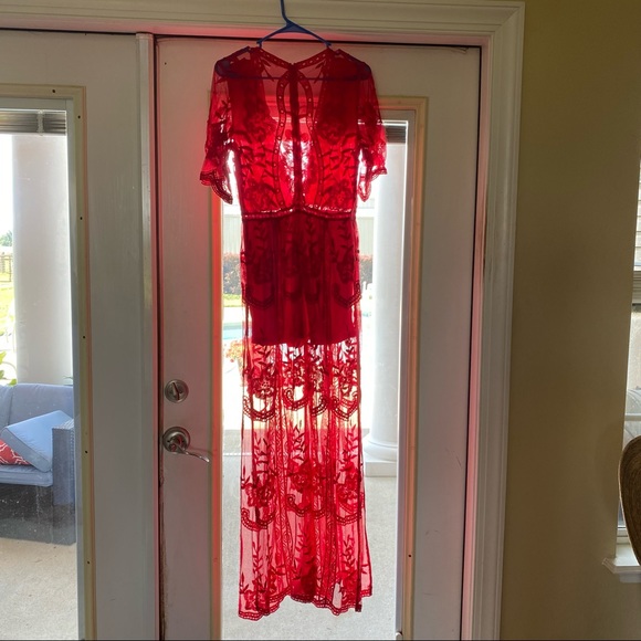 Honeypunch Red Maxi Romper Maxi size Medium - Picture 5 of 5